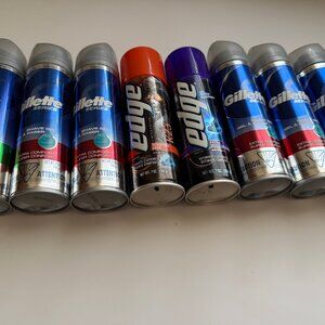 Gillette & Edge Shaving Creams 7 oz Each ( 8 Bottles )
